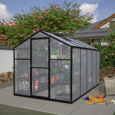 6 x 10 ft Outdoor Polycarbonate Greenhouse Kit Aluminum Frame Walk-in Sunroom - Image 1 of 4