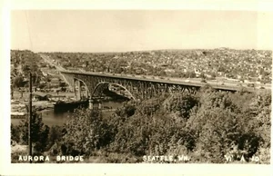 Vintage (1920s) Hwy. 99 Aurora Bridge, Seattle Washington, Real Photo Postcard - Picture 1 of 2