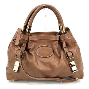 Chloe Victoria Shoulder Bag 2Way Tote Leather Brown - Imagen 1 de 23
