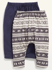 Old Navy Baby Unisex 2-Pack Leggings Pants Dino Fair Isle Size 3-6 6-12 Months - Picture 1 of 1