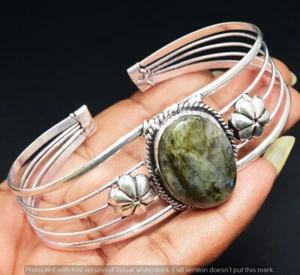 Labradorite Gemstone Ethnic Handmade Adjustable Bangle Jewelry 25GM GBN-11208 - Picture 1 of 1