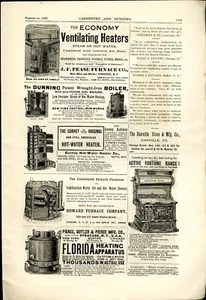 1890 Carpentry Print Ad PEASE FURNACE CO. Syracuse, HOWARD FURNACE, IRON BOILERS - Picture 1 of 2
