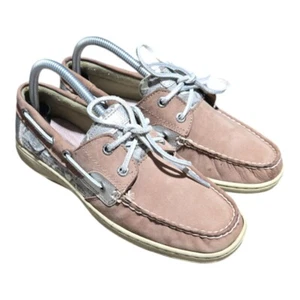 SPERRY TOP-SIDER Women Shoes 8M Leather Tan, Silver, Sequins Cheetah Print - Picture 1 of 8