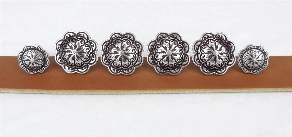 Set of 6_JEREMIAH WATT_Saddle Trim WESTERN CONCHO_Wood Screw Back_4_1.50" & 2_1" - Image 1 of 1