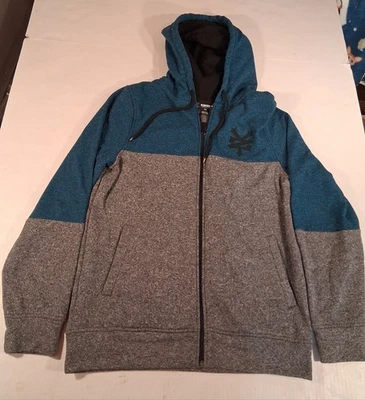 Sudadera con Capucha Forrada Zoo York Y2K Para Hombre Pequeña Cremallera Completa Gris Azul Usada en Excelente Condición Foto 1 de 4
