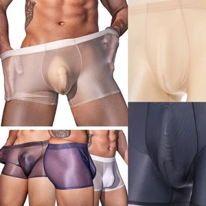 Hombres Pantalones Cortos Deportes Calzoncillos Ropa Interior Brillante Elástico Color Sólido Sedoso Adulto - Imagen 1 de 43