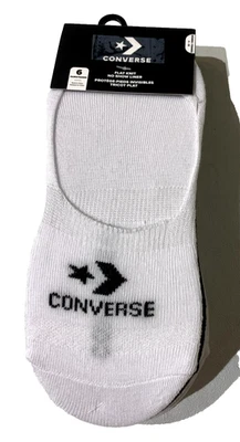 6 pares de calcetines Converse para mujer de punto plano sin mostrar blancos/negros talla 4-10 NUEVOS Foto 1 de 4
