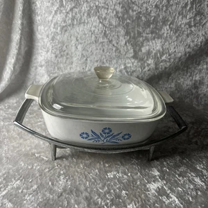 Cazuela Corning Ware azul aciano 7" plato P-10-B + tapa transparente + soporte - Imagen 1 de 14