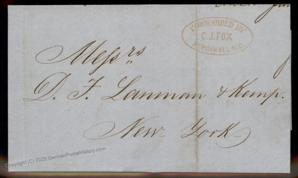 Colombia 1860 CJ Fox Aspinwall NG Nueva York Agente Reenvío Cubierta 92132 Foto 1 de 2