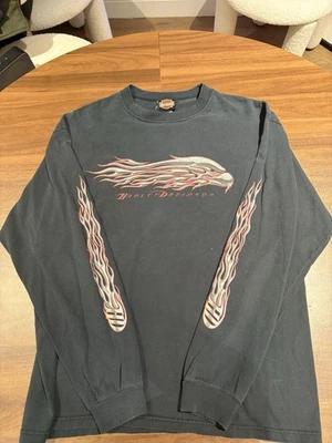 Vintage Harley Davidson Metal Eagle Meredith New Hampshire Long Sleeve Sz Large - Image 1 of 4