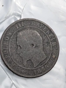 France 10 Centimes 1855, Napoleon III - - Picture 1 of 2