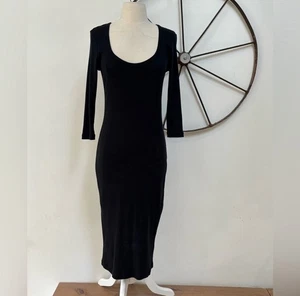 James Perse Shirtkleid schwarz gerippt Langarm gerippt M - Bild 1 von 7