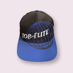 Vintage Top Flite Hat Cap Leather Strap Back White Blue Golf Golfer Embroidered - Picture 1 of 6