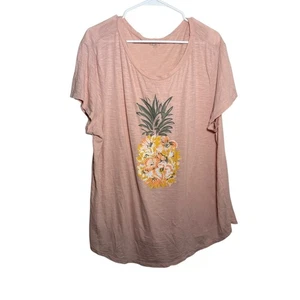 Loft T-Shirt Women's XL Pineapple Short Sleeve Round Neck Graphic Tee Shirt - Picture 1 of 12