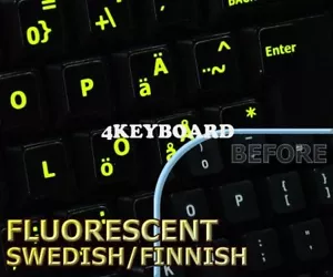 New Glowing fluorescent Swedish/Finnsh keyboard sticker - Picture 1 of 1