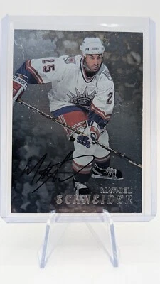 MATHIEU SCHNEIDER AUTOGRAPHED 1998 NHL IN THE GAME HOCKEY CARD #239 – NY RANGERS - Image 1 of 3