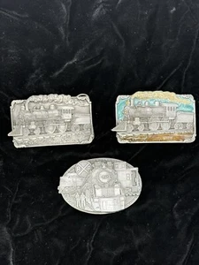 Lot of 3 Vintage Steam Locomotive Train Railroad Siskiyou Belt Buckle Made USA - Picture 1 of 21