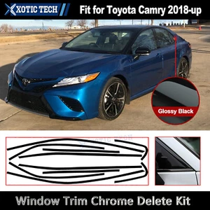 Gloss Black Chrome Delete Blackout Overlay Window Decal For Toyota Camry 2018-24 - Picture 1 of 12