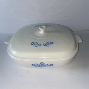 Casseruola piroceramica vintage Corning Ware blu fiordaliso 10" con coperchio RARO CERAMICA! - Foto 1 di 8