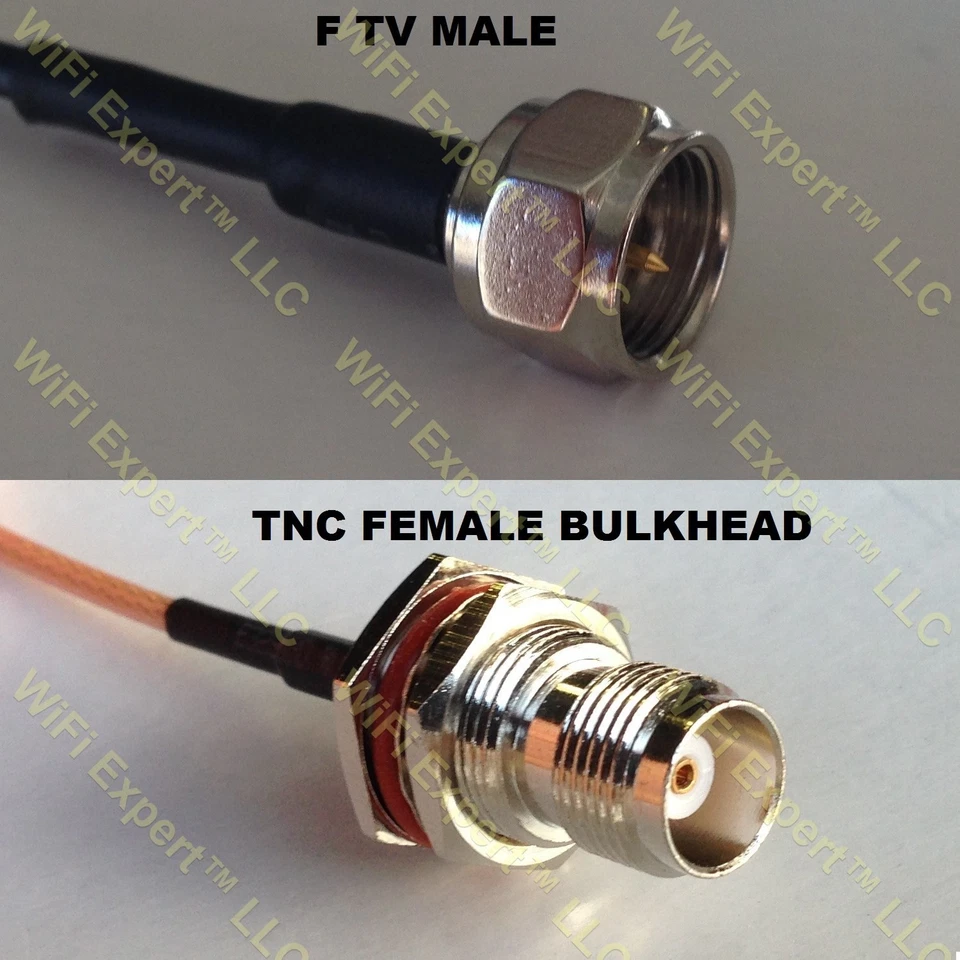 USA-CA RG316 F MALE to TNC FEMALE BULKHEAD Coaxial RF Pigtail Cable - Image 1 of 1