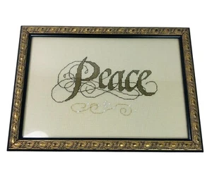 Gerahmter fertiger Kreuzstich Weihnachten "Frieden" mit Metallfaden 9,5 x 7 - Bild 1 von 8