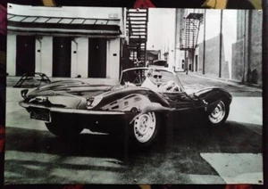 Steve McQueen in his Jaguar   Banner/ Poster 36x52 New  - Picture 1 of 2