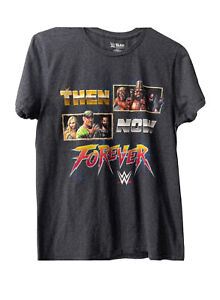 WWE Mens Medium Then And Now Forever Wrestling Legends 2018 Gray T-Shirt