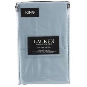 Ralph Lauren 2 King Pillowcases Celestial Blue 20" x 40" Cotton 300 TC