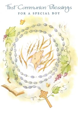 Congratulations Special Boy First Holy Communion Cross Rosary Greeting Card   - Image 1 of 3