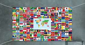 Weltflagge Banner 3 Fuß x 5 Fuß mit Messing Ösen und Krawatten zum Aufhängen - Bild 1 von 3