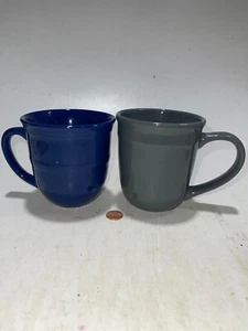Mainstays Navy Blue + Gray Coffee Cups Mugs - Picture 1 of 3