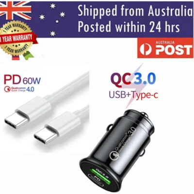 Type C Car Charger USB C Fast Charging Car USB Adapter Type C Dual Port Quick - image 1 of 4