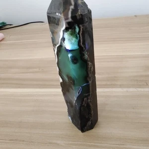 732g RARE Natural blue Volcanic Rock agate obelisk Quartz Crystal Tower Point - Picture 1 of 15