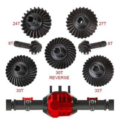 Hardened Steel Overdrive Bevel Gears 24/8T 27/8T 30/8T 33/8T for 1/10 RC Crawler - Image 1 of 4