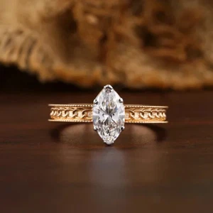 1.02 carat Marquise shape lab grown diamond engagement ring 14kt gold for her - Picture 1 of 6