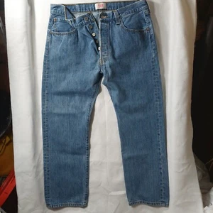 Levis 501 34x29 Herren Button Fly Grunge Blau Denim Jeans Made In Egypt  - Bild 1 von 6