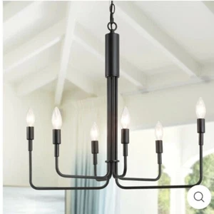 LNC TRADITIONAL MODERN FRENCH PARLOR CHANDELIER 6LIGHTS BLACK - Picture 1 of 9