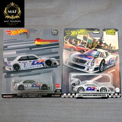 Hot Wheels PREMIUM 1994 AMG Mercedes Classe C Combo 1997 Mercedes Benz CLK GTR - Immagine 1 di 2