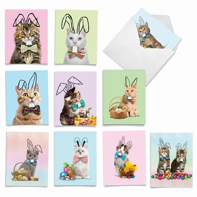 10 Easter Cards Pack - Hoppy Cats - Image 1 of 4