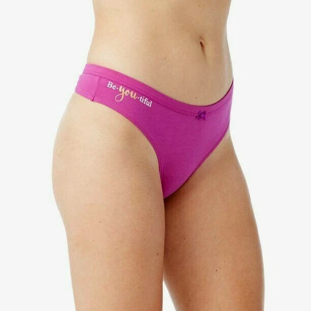 No Boundaries Women's Cotton Thong Panties Size 3XL Be You Tiful Purple  - Image 1 of 1