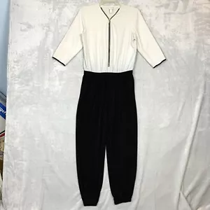 Chico’s Jumpsuit Womens 1 (10-12) Gray / Black Elastic Waist Evening Elegant - Picture 1 of 7