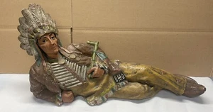 Vintage Chalkware Ohio Indianer Zigarre Statue Tabakladen Display Werbung - Bild 1 von 9