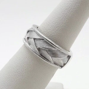 Judith Ripka Sterling Silver Berge Braided 8mm Wedding Band Ring Friendships sz7 - Picture 1 of 5