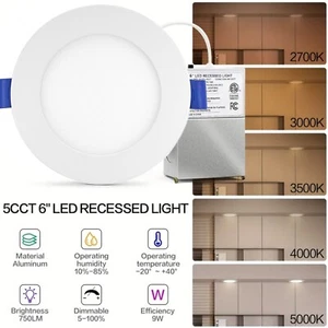 LED Recessed Lighting 6 Inch,Ultra-Thin LED Ceiling Lights,Indoor Canless Lights - Picture 1 of 17