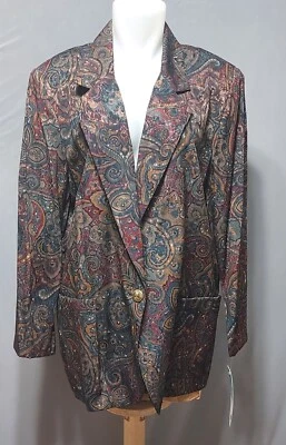 Danielle B - ladies rayon poly brown geom design blazer - size L (NWT) - Image 1 of 4