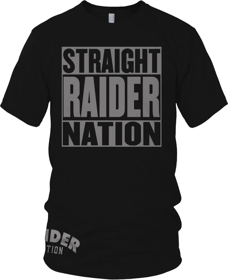 Raiders Straight Raider Nation T-Shirt Black & Silver (New) Oakland Edition - Image 1 of 1