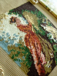 A Sweet Scene Gentleman Propose the Lady Completed Needlepoint Canvas Tapestry - Picture 1 of 5