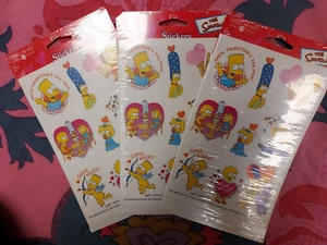 3 Confezioni Adesivi I Simpson San Valentino Auguri Americani Sigillati NOS 1999 - Foto 1 di 6