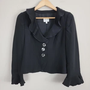 Armani Collezioni Blazer Damen Größe 4 Schwarz Lange Glockenärmel 3 Knöpfe vorne - Bild 1 von 12