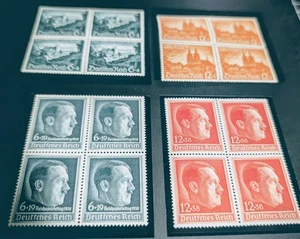 GERMANY 1938-40, HITLER'S BIRTHDAY IN VF BLOCKS/4 MNH WITH ANOTHER 1940 2 V. SET - Picture 1 of 1